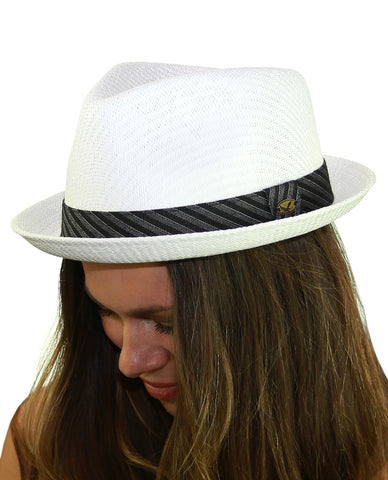 nyfashion101 NYFASHION101 Striped Band Straw Weaved Lightweight Trilby Fedora Hat