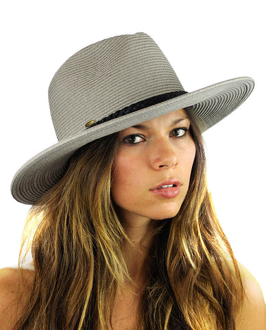 Nyfashion101 NYFASHION101 Teardrop Dent Braided Trim Casual Panama Fedora Sun Hat