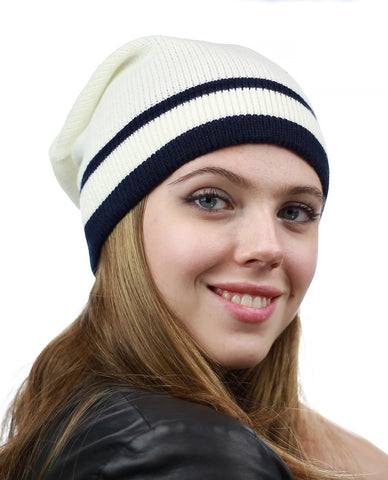 Nyfashion101 NYfashion101 Trendy Baggy Slouchy & Comfort Knitted Daily Beanie Hat W/Stripe