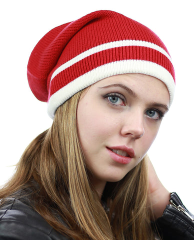 nyfashion101 NYfashion101 Trendy Baggy Slouchy & Comfort Knitted Daily Beanie Hat w/Stripe