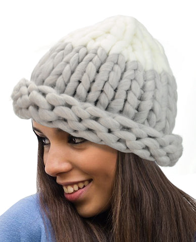 nyfashion101 NYfashion101 Two Tone Handmade Big Chunky Loop Helsinski Hat Beanie
