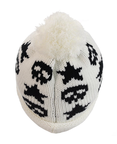 Nyfashion101 NYfashion101 Two Tone Handmade Skull & Star Knitted Pom Pom Beanie Hat