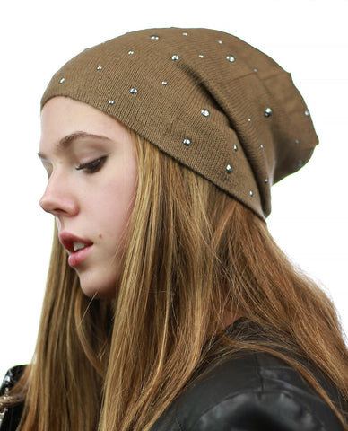 Nyfashion101 NYFASHION101 Unisex Comfort & Warm Knit Studded Slouchy Beanie Hat