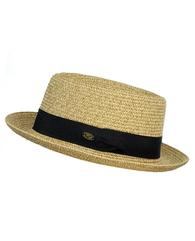 Nyfashion101 NYFASHION101 Unisex Two Tone Straw Weaved Panama Pork Pie Hat - L/Xl