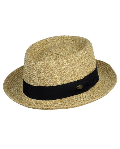 Nyfashion101 NYFASHION101 Unisex Two Tone Straw Weaved Panama Pork Pie Hat - L/Xl