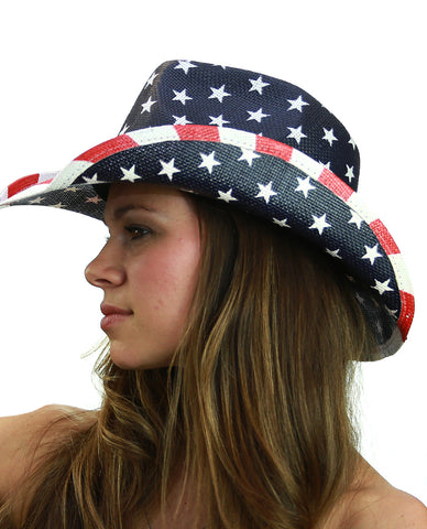 Nyfashion101 NYFASHION101 USA American Flag Patriotic Cowboy Cowgirl Hat