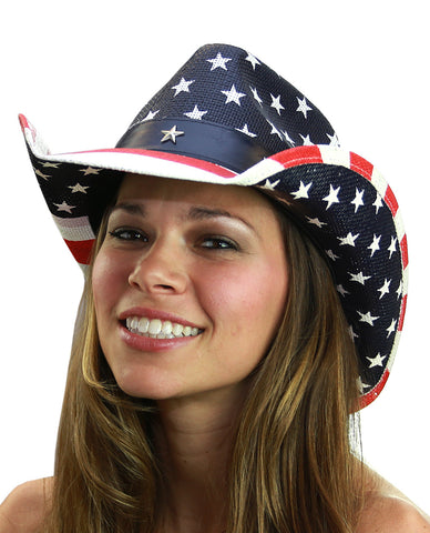 nyfashion101 NYFASHION101 USA American Flag Patriotic Cowboy Cowgirl Hat