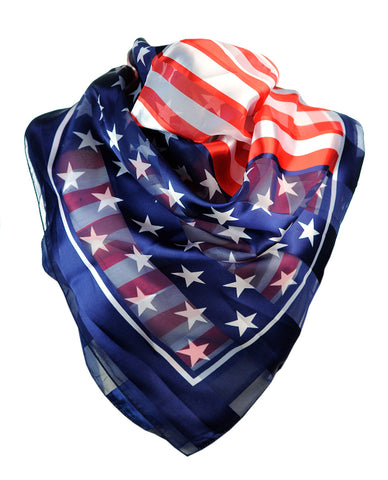 Nyfashion101 NYFASHION101 Versatile Artistic USA Flag Design 42" Headwrap Square Scarf