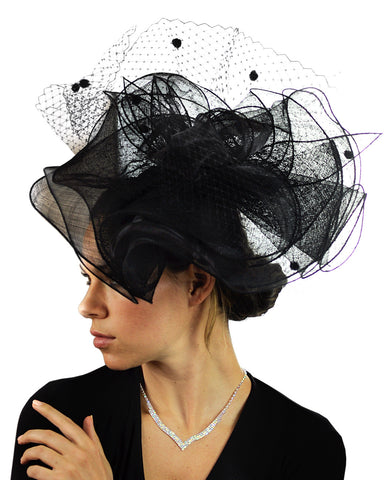 nyfashion101 NYFASHION101 Wavy Contour Layered Sinamay Mesh Net Fascinator Headband