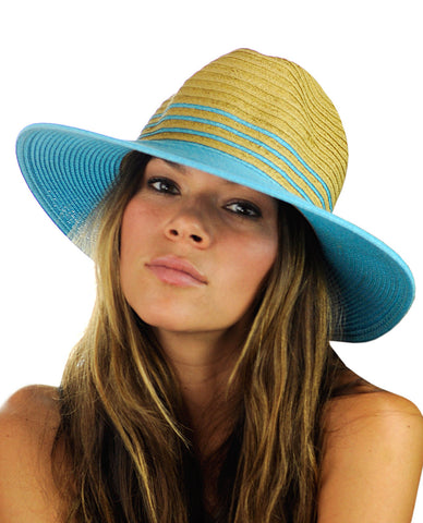 Nyfashion101 NYFASHION101 Weaved Full Color Brim Teardrop Dent Panama Fedora Sun Hat