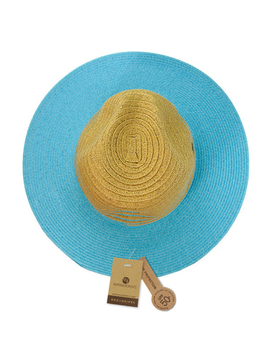 Nyfashion101 NYFASHION101 Weaved Full Color Brim Teardrop Dent Panama Fedora Sun Hat