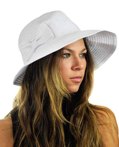 nyfashion101 NYFASHION101 Women's Bow Accent Crushable Packable Up Brim Beach Sun Hat
