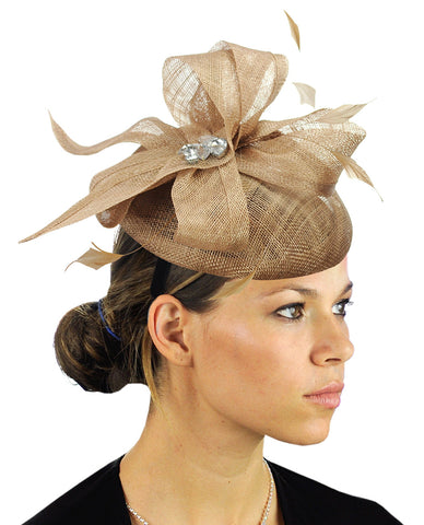 Nyfashion101 NYfashion101 Women's Rhinestone & Feather Accent Sinamay Fascinator Headband