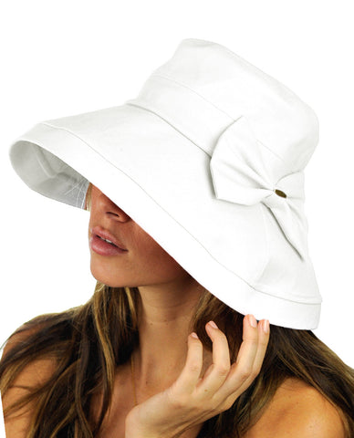 Nyfashion101 NYFASHION101 Women's Summer Packable Bow Accent Foldable Brim Beach Sun Hat