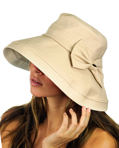 nyfashion101 NYFASHION101 Women's Summer Packable Bow Accent Foldable Brim Beach Sun Hat