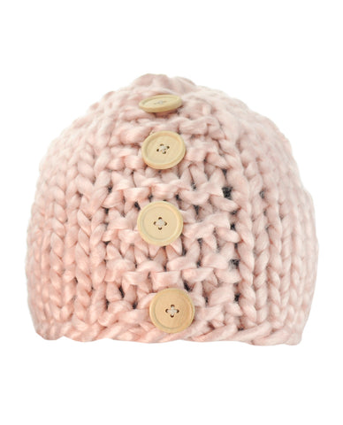 Nyfashion101 NYfashion101 Wood Button Accent Handmade Big Loop Winter Knit Beanie Hat