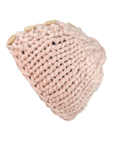 Nyfashion101 NYfashion101 Wood Button Accent Handmade Big Loop Winter Knit Beanie Hat