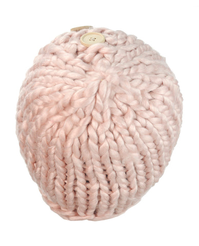Nyfashion101 NYfashion101 Wood Button Accent Handmade Big Loop Winter Knit Beanie Hat