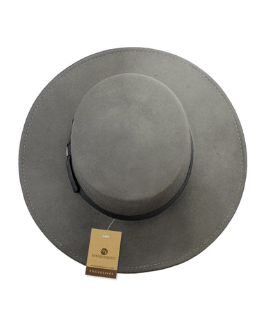 Nyfashion101 NYFASHION101 Wool Wide Brim Porkpie Fedora Hat W/ Simple Band Accent