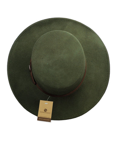 Nyfashion101 NYFASHION101 Wool Wide Brim Porkpie Fedora Hat W/ Simple Band Accent