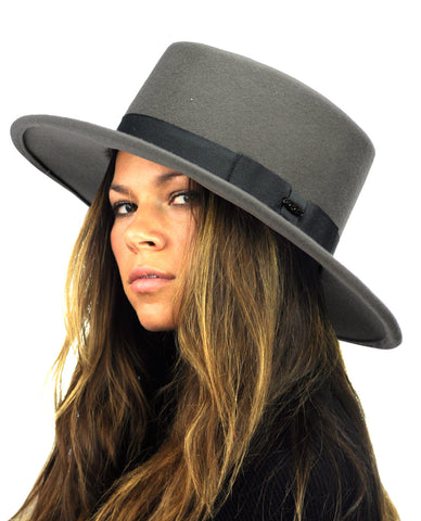 nyfashion101 NYFASHION101 Wool Wide Brim Porkpie Fedora Hat w/ Simple Band Accent