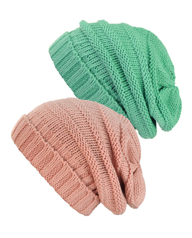 Nyfashion101 Oversized Baggy Slouchy Thick Winter Beanie Hat - 2 Pack Set