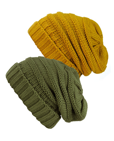 Nyfashion101 Oversized Baggy Slouchy Thick Winter Beanie Hat - 2 Pack Set