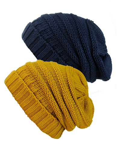 Nyfashion101 Oversized Baggy Slouchy Thick Winter Beanie Hat - 2 Pack Set