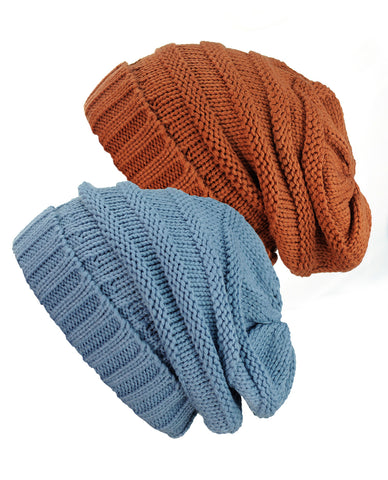 nyfashion101 Oversized Baggy Slouchy Thick Winter Beanie Hat - 2 pack set