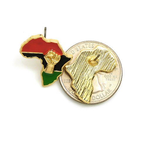 Nyfashion101 Pan Africa Stud Earrings In Gold-Tone Power Fist