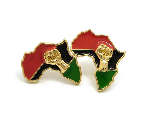 nyfashion101 Pan Africa Stud Earrings in Gold-Tone Power Fist