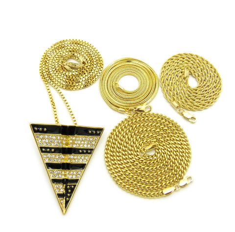 nyfashion101 Paper Airplane Pendant on Box Chain with Rope Snake & Cuban Chain Necklace Set