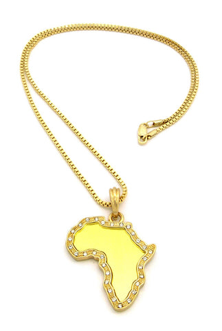 Nyfashion101 Pave Edge Micro Africa Mirror Pendant W/ Chain Necklace