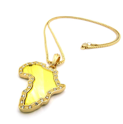 Nyfashion101 Pave Edge Micro Africa Mirror Pendant W/ Chain Necklace