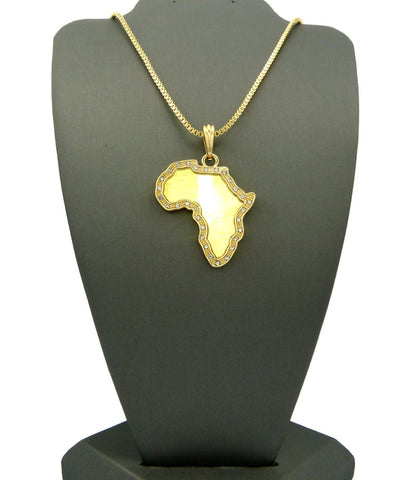 nyfashion101 Pave Edge Micro Africa Mirror Pendant w/ Chain Necklace