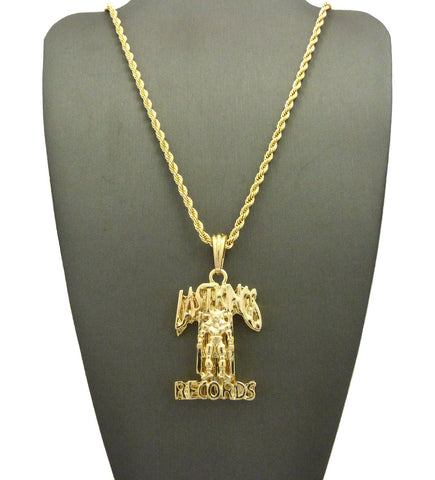 Nyfashion101 Polished Hollow Layered Last Kings Record Label Pendant W/ Chain Necklace
