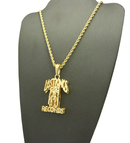 Nyfashion101 Polished Hollow Layered Last Kings Record Label Pendant W/ Chain Necklace
