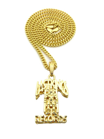 Nyfashion101 Polished Hollow Layered Last Kings Record Label Pendant W/ Chain Necklace