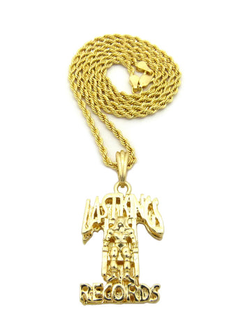 nyfashion101 Polished Hollow Layered Last Kings Record Label Pendant w/ Chain Necklace