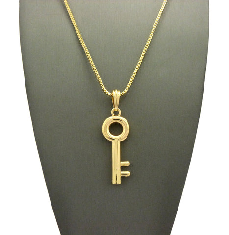 Nyfashion101 Polished Lever Lock Key Pendant Gold-Tone