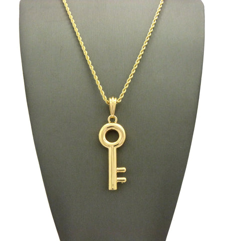 Nyfashion101 Polished Lever Lock Key Pendant Gold-Tone
