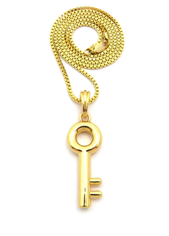 nyfashion101 Polished Lever Lock Key Pendant Gold-Tone