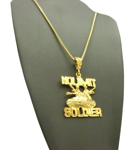 Nyfashion101 Polished No Limit Soldier Tank Pendant W/ Gold-Tone Box Chain Necklace