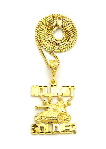 nyfashion101 Polished No Limit Soldier Tank Pendant w/ Gold-Tone Box Chain Necklace