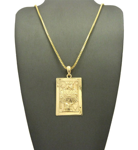 Nyfashion101 Polished Poker King Of Hearts Pendant W/ 24" Necklace In Gold-Tone