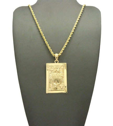 Nyfashion101 Polished Poker King Of Hearts Pendant W/ 24" Necklace In Gold-Tone