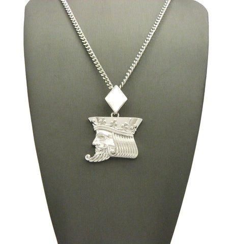 Nyfashion101 Polished Poker King Pendant W/3mm 24" Cuban Chain Necklace