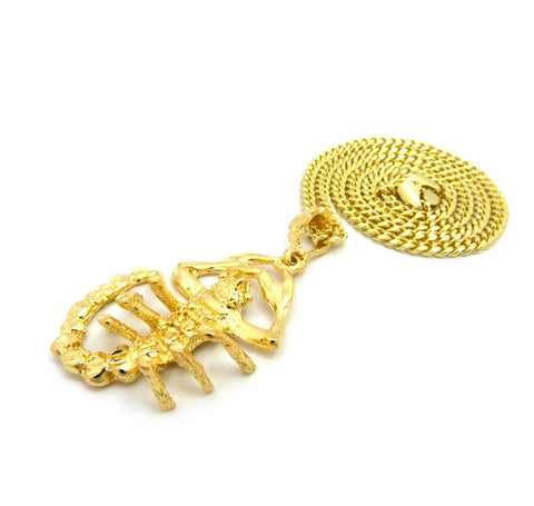 Nyfashion101 Polished Scorpion Pendant W/ 4mm 24" Cuban Chain Necklace In Gold-Tone