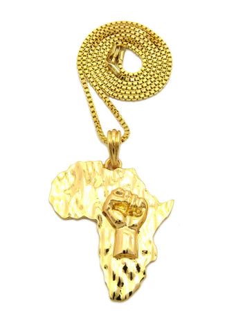 Nyfashion101 Power Fist On Africa Pendant With Chain Necklace