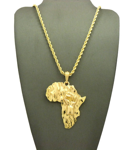 Nyfashion101 Power Fist On Africa Pendant With Chain Necklace